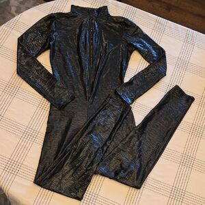 Fashion Nova Black Shiny Jumpsuit